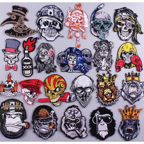 Embroidered Patches For Clothing Punk Patch Skull Iron On Patches For Clothes Zombie Bride Embroidery Patch Stickers On Clothes