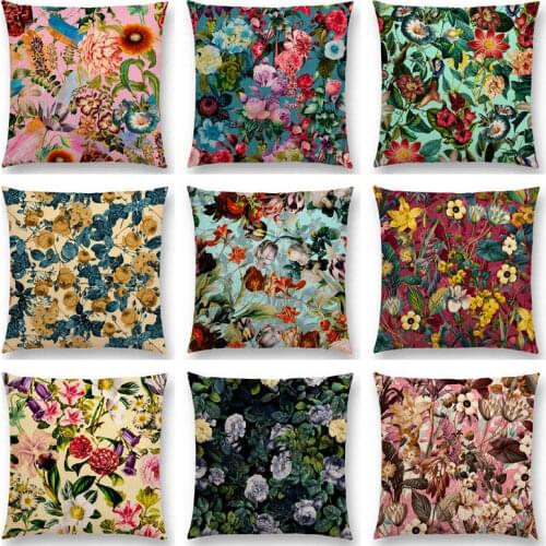 Hot Sale Exotic Floral Pattern Garden Summer Natural Flowers Leaf Botanical Tropical Jungle Gorgeous Cushion Sofa Throw Pillow