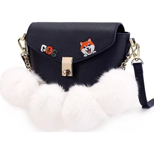 Women bag Cute Shoulder Bucket Bag New Style Versatile Cartoon Plush Womens Embroidery Flower Shoulder Bag purses and handbags