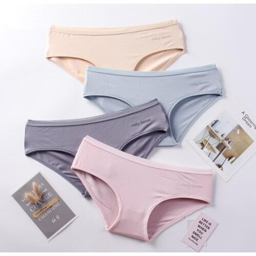 Women Sexy Cotton Panties Underwear Seamless Letter Briefs Solid Low Rise Female Panty Comfort Underpants Soft Lingerie