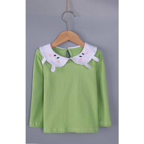 0-7yrs baby girls t-shirts cotton kids clothes long sleeve autumn peter pan collar tops female children clothing
