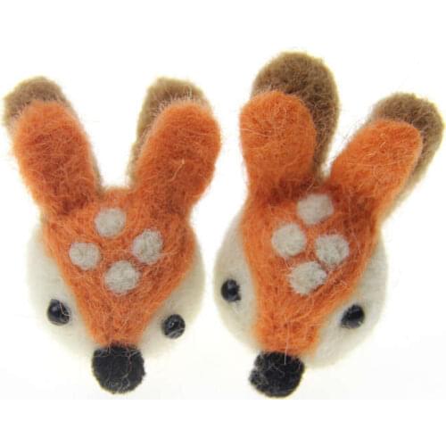 1PC Cute Wool Felt DIY Craft Deer Animal Four Ears Poke DIY Kits Multiuse Christmas Tree Decoration Children Hair Band 5.2*4.2cm