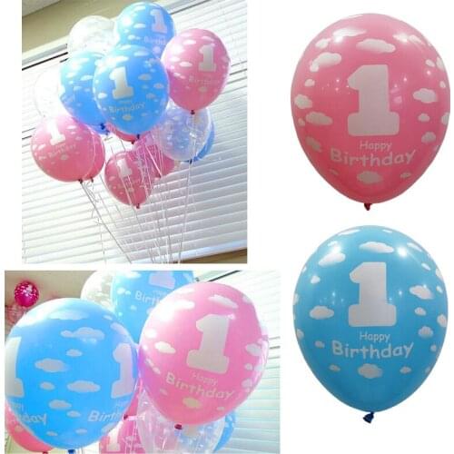100Pcs 2.8g Girl Boy "1 Birthday" Party Ballon New Baby 1st First Birthday Balloon Party Decoration