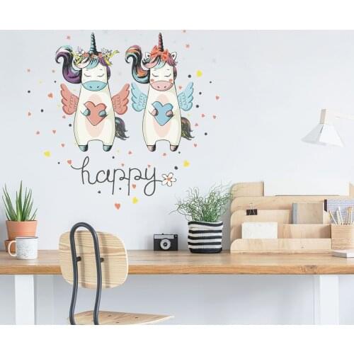 3pcs/set Cartoon Unicorn Friends Wall Stickers for Baby Kids room Wall Decor Vinyl PVC Wall Decals for room Decor Home Murals