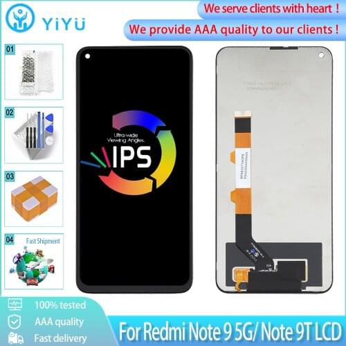 6.53" Original For Xiaomi Redmi Note 9T LCD Display Touch Screen With Frame Digitizer Assembly Replacement For Redmi Note 9 5G