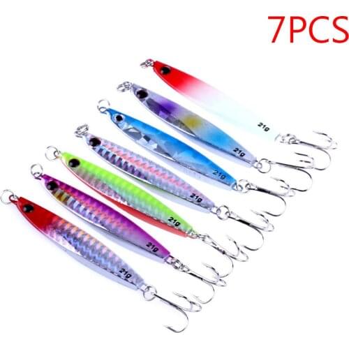 7 Pcs 7cm 6# Hooks Fishing Spoon Lures Laser Jig Metal Bait Fish Tackle Crankbait Wire Bait Spinner