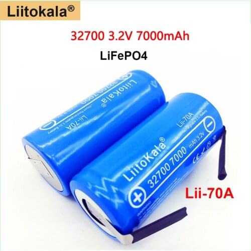LiitoKala Lii-70A High power 3.2V 32700 7000mAh battery 6500mAh LiFePO4 35A 55A Continuous Discharge battery+Nickel Sheets(6C)
