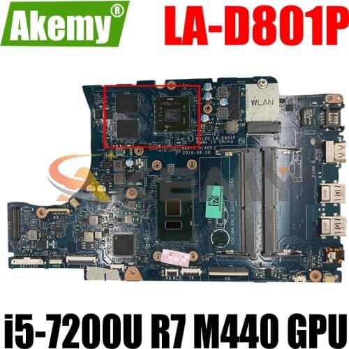 BAL20 LA-D801P Mainboard For DELL Inspiron 5567 5767 Laptop Motherboard CN-0KFWK9 0KFWK9 With i5-7200U R7 M440 GPU 100% Tested