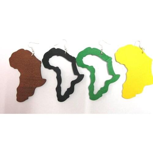 Free Shipping! 10pairs/lot Wholesale Price African Map Wooden earrings