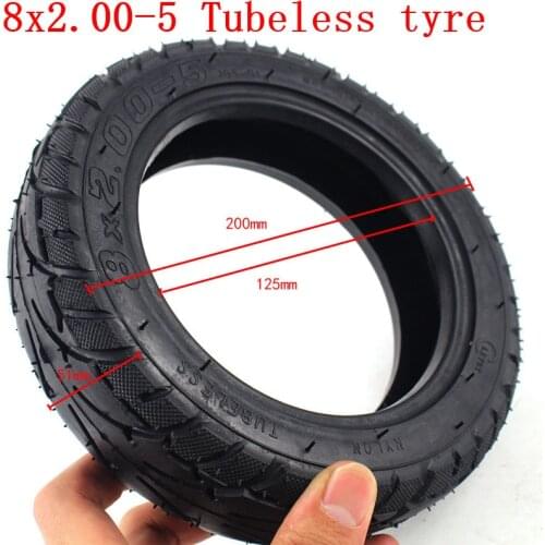 FREE SHIPPING 8 Inches Wheel Tyre Tubeless Tire 8x2.00-5 for Pocket Bike MINI Bike Electric Wheelchair Wheel Motor 8*2.00-5