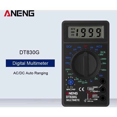 ANENG DT830G Digital Multimeter AC/DC Auto Ranging Handheld LCD Digital Multimeters Voltmeter Ammeter Ohm Buzzer Tester