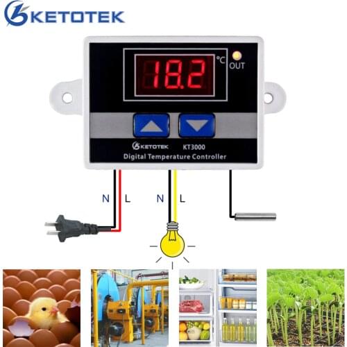 AC 220V 10A Digital Thermostat Temperature Regulator Controller Microcomputer Temperature Control Switch DC 12V 24V