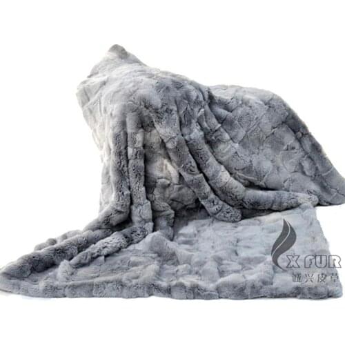 CX-D-65 200X150 Handmade Patchwork Rex Rabbit Fur Blanket ~Drop Shipping