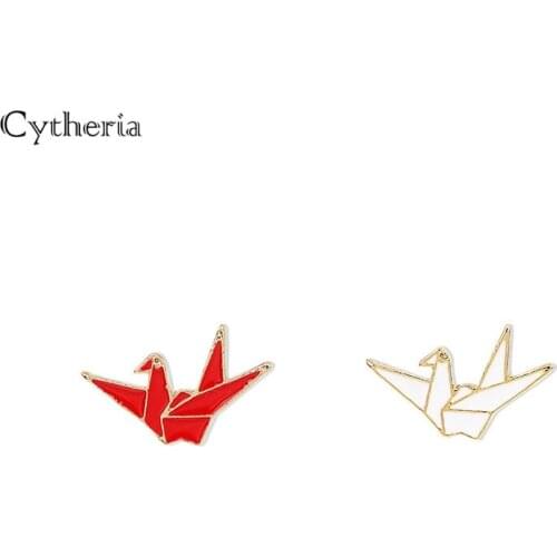 Paper crane cartoon shirt sweater brooch enamel female chest buckle clothing bag accessories pin jewelry female badge