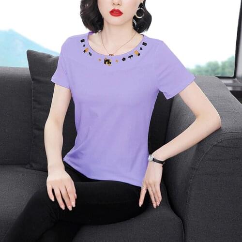 GGRIGHT Summer Short Sleeve T-shirts Women Casual Embroidery Tees Black White Pink Tops Female Basic Tshirts Ladies