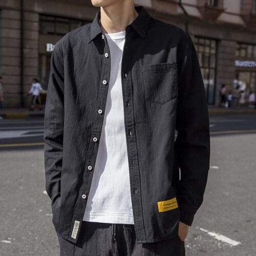 Hawaiian Shirt Ruffian Handsome Mens Korean Fashion Handsome Long Sleeve Net Red Fairy Coat Work Shirt Coat Camisa Streetwear