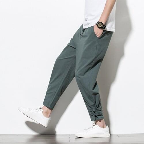 Cotton Harem Pants Mens Jogger Pants 2021 Hip Hop Streetwear Korean Style Male Casual Summer Track Pants Trousers Men