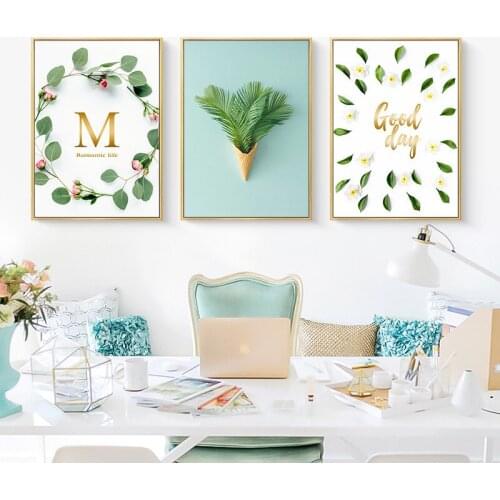 Frameless Nordic Restaurant Flower and Plant Combination Hanging Paintings Living Room Sofa Background Wall Decorative Painting