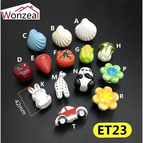 Cute Animal Ceramic Single Knob Drawer Handles Children Door Handle Cabinet Pulls Kid Dresser Knobs Cupboard Furniture Handle