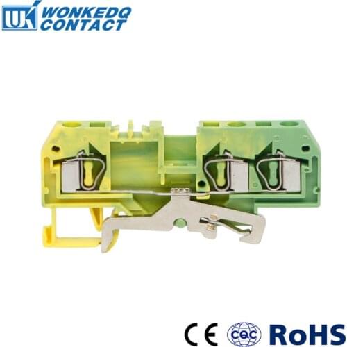 10Pcs 281-687 Connector DIN Mount Ground Spring Cage Connection Terminal Blocks 3 Conductor through