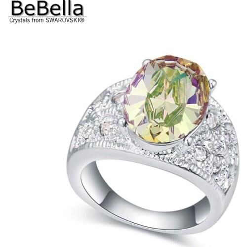 BeBella new luxurious round crystal woman finger ring for party made with Austrian Crystals from Swarovski for womens gift