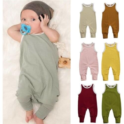 0-18M Newborn Infant Baby Boy Girl Rompers Solid Jumpsuit Soft Baby Clothes Playsuit Sunsuit Summer