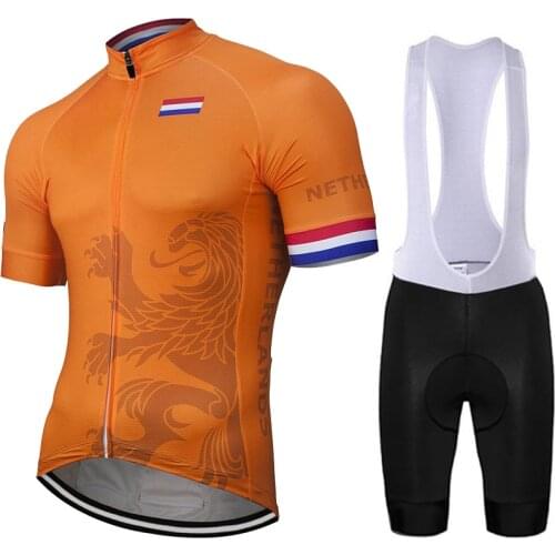 Netherlands Orange Cycling Jersey Set Holland Cycling Clothing Bicycle Shorts Road Bike Suit MTB Wear Fietskleding Wielerkleding