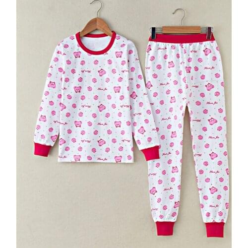 GB-Kcool Girls Thermal Underwear Autumn Winter Kids Cotton Long John Set O-Neck Tops+Trousers Casual Long Johns Kids Pyjamas New