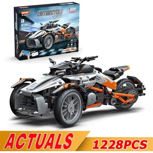 MOYU NEW High-tech The Three Wheel Motorcycle Building Blocks Super Speed Sports Racing Autobike Model Bricks Toys Kids Gifts