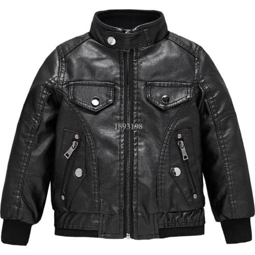 Boy Leather Jacket 2021 Spring And Autumn New Korean Children Handsome Motorcycle Jacket Tops Kids Fashion Coats
