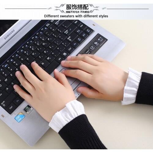 Floral Lace Pleated Ruched Fashion White Black Apparel Accessories Spring Arm Warmers Women Girls Fake Flare Sleeves Floral Lace