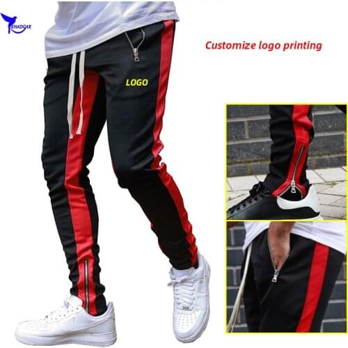 Custom LOGO Men Sportswear Running Pants With Zipper Pockets Training Joggings Soccer Trousers Quick Dry Gym Fitness Bottoms