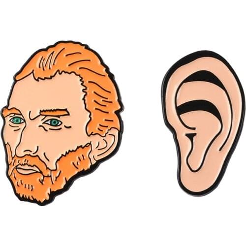 Van Gogh And His Ear Metal Enamel Pins Artist Brooches Badges Lapel pins for Women Men Lapel pin backpack bags badge kids Gifts
