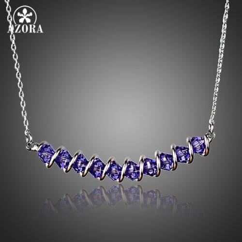 AZORA Fashion Design With 10pcs Purple Stellux Austrian Crystal Pendant Necklace TN0159