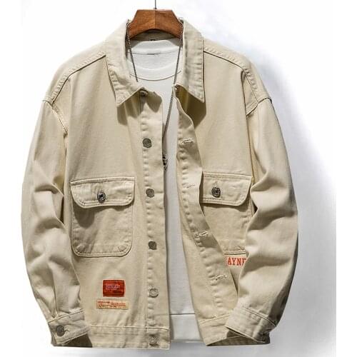 2020 autumn and winter new Mens Fashion Denim Jacket Casual solid color lapel single-breasted denim jacket Large size 4XL 5XL