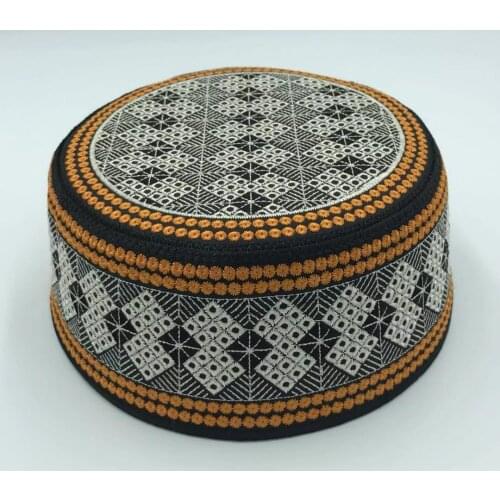 High Quality Islam Hat Men Saudi Arabe Hats Islamic Flat Round Embroidered Caps Moslim Kufi Beanies Hut Damen Muslim Goods