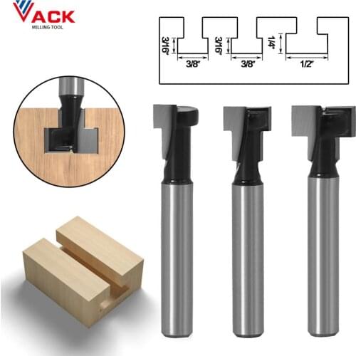 VACK 1/4" Shank 6mm T-Slot Milling Cutter Router Bit Set Hex Bolt Key Hole Bits T Slotting Milling Tools For Wood Woodworking