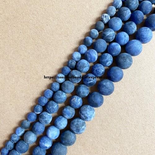 Natural Stone Matte Dark Blue Sodalite Round Loose Beads 15" Strand 4 6 8 10 12MM Pick Size For Jewelry Making DIY