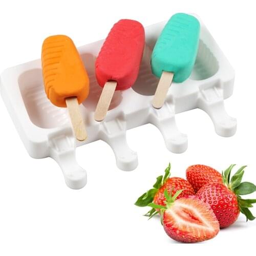 New Silicone Ice Cream Molds Spiral Shape Popsicle Molud 4 Cell Bar Makers DIY Decoration Kitchen Homemade Lolly Tools Baking