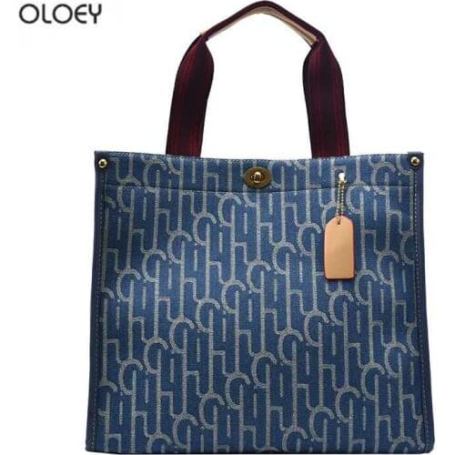 OLOEY Womens new canvas large-capacity shoulder bag handbag denim tote bag messenger bag women handbags cross body bag woman