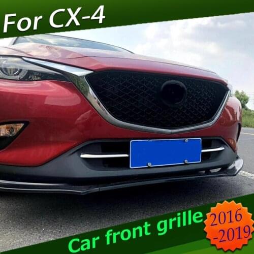 FIT FOR MAZDA CX-4 CX 4 AUTO GRILLE 2016- 2019 AUTO FRONT MESH EXTERIOR MASK TRIMS COVERS FRONT BUMPER ABS MODIFIED GRILL GRILLS