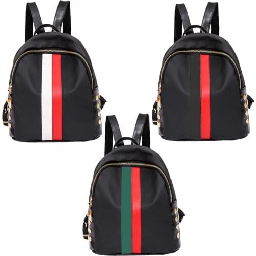 Waterproof school small backpack Casual rivet student Fashion Women Travel backpack Striped Liuding Oxford cloth bag For Teenag