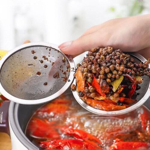 Stainless Steel Fine Mesh Soup Spice Stew Filter Herbal Ball Strainer Infuser Cooking Tea Tools Kitchen W6Y1