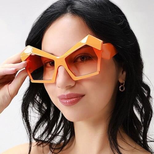 Unique Design Ladies Sunglasses Fashionable Polygon Oversized Gradient Sunglasses Women Brand Designer Big Glasses Shades Oculos