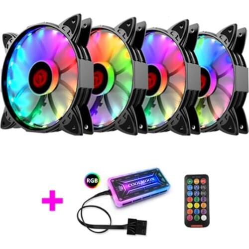 Coolmoon Amber Chassis Fan 12cm Desktop Computer Mute Fan Symphony Remote Control Color-changing RGB Fan