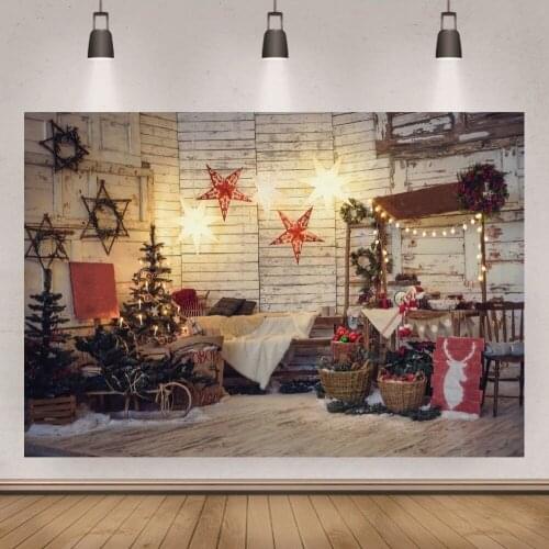 Christmas Celebration Santa Decoration Interior Photography Background Home Party Backdrop for Photo Studio Vinyl Photocall