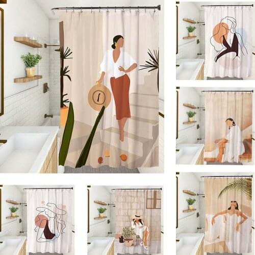 Bestselling Literary Style Waterprroof Shower Curtain Set 12 Hooks Natural Landscape Polyester Home Decoration Bathroom Curtains