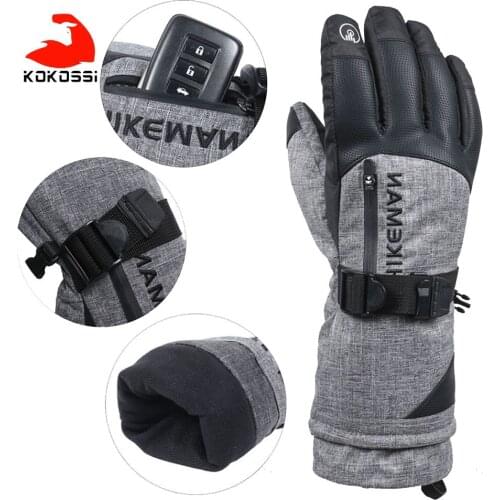KoKossi Winter Professional Ski Gloves Warm Waterproof Windproof Wear-resistant Palm PU Anti-slip Leather Outdoor Skiing Gloves