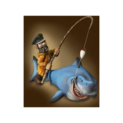 1/32 54mm ancient stand man with fish Resin figure Model Miniature gk Unassembly Unpainted