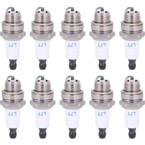 10Pcs Sparking Plug Chainsaw Accessories Lawn Mower Parts + Brass Ceramic for Hedge Trimmer Garden Tools Accessories